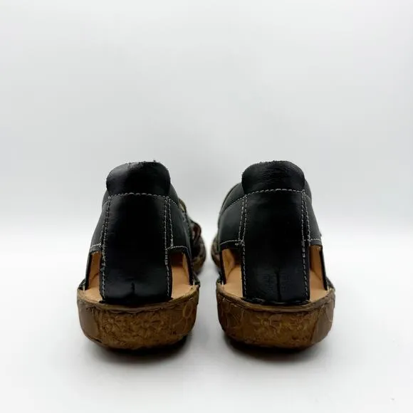 Josef Seibel Womens Rosalie 45 Sandals Size EU 42 US 10.5 Black Leather NIB