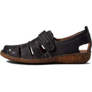 Josef Seibel Womens Rosalie 45 Sandals Size EU 42 US 10.5 Black Leather NIB