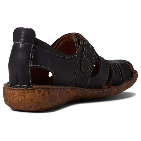 Josef Seibel Womens Rosalie 45 Sandals Size EU 42 US 10.5 Black Leather NIB