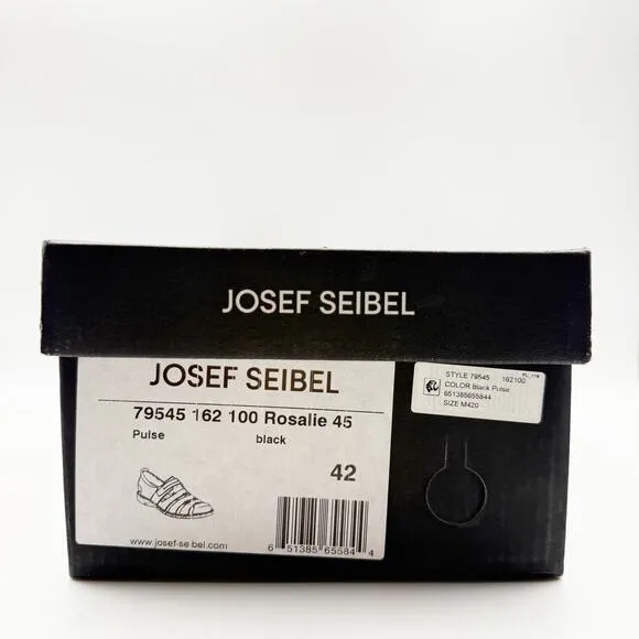 Josef Seibel Womens Rosalie 45 Sandals Size EU 42 US 10.5 Black Leather NIB