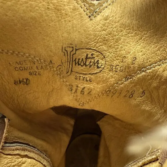 Justin 3162 Jackson Deerlite Cowboy Western Leather Roper Men's Boots‎ 8.5 D