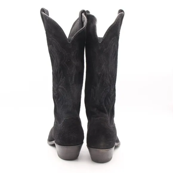 Justin 4917 Women's 8 B Western Cowboy Boots Black Suede Pull On Made In USA