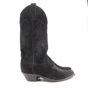 Justin 4917 Women's 8 B Western Cowboy Boots Black Suede Pull On Made In USA