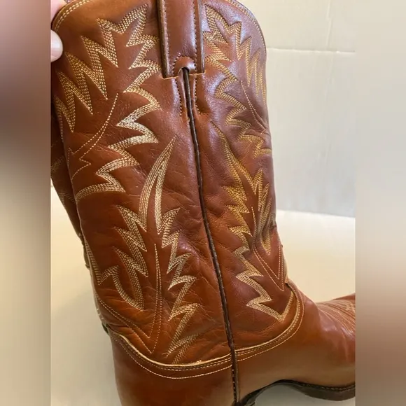 Justin Boot Chestnut Brown Leather Cowboy Western Boots Mens 9.5 D Style 2450