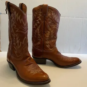 Justin Boot Chestnut Brown Leather Cowboy Western Boots Mens 9.5 D Style 2450