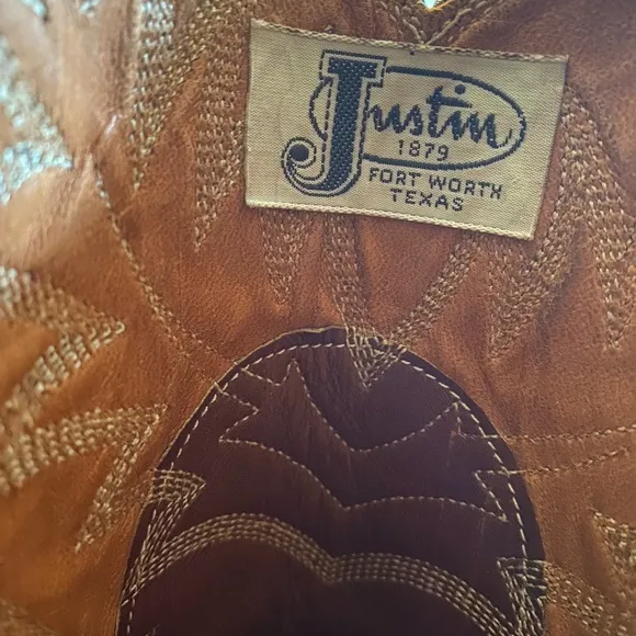 Justin Boot Chestnut Brown Leather Cowboy Western Boots Mens 9.5 D Style 2450