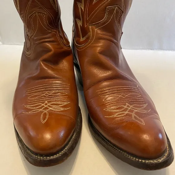 Justin Boot Chestnut Brown Leather Cowboy Western Boots Mens 9.5 D Style 2450