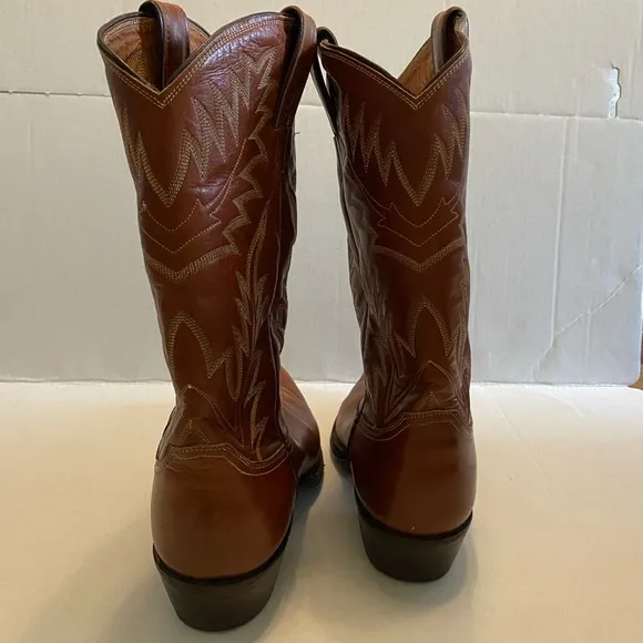 Justin Boot Chestnut Brown Leather Cowboy Western Boots Mens 9.5 D Style 2450