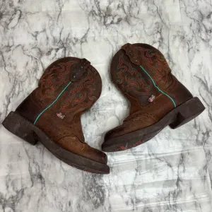 Justin Boots Leather Western Cowgirl boots brown size 5 boho
