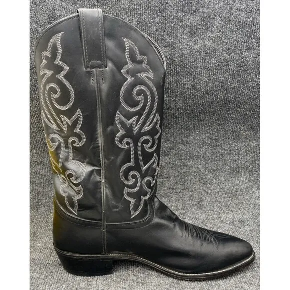 Justin Boots Men's Size 11 EE 1409 Black Leather Cowboy Classic Western Top 13&quot;