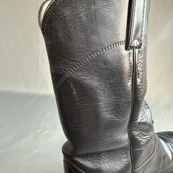 Justin Diamond Cora Black Leather Cowboy Boots 3703 Women's Sz 8 B