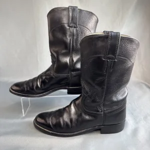 Justin Diamond Cora Black Leather Cowboy Boots 3703 Women's Sz 8 B
