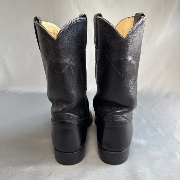 Justin Diamond Cora Black Leather Cowboy Boots 3703 Women's Sz 8 B