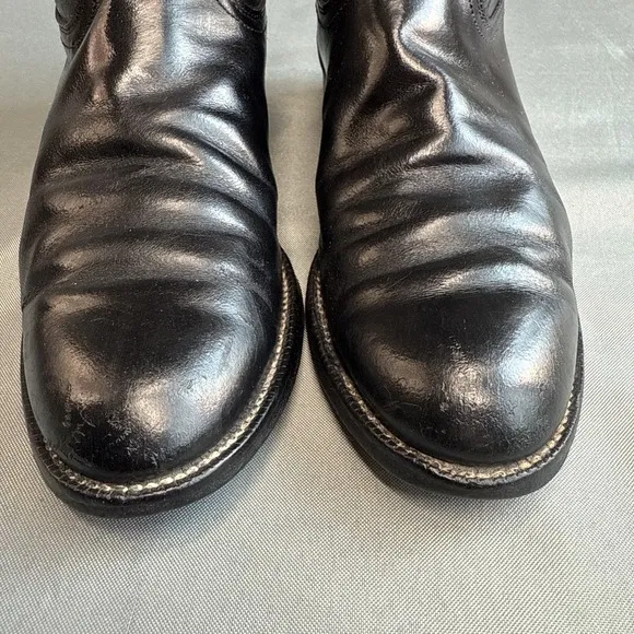 Justin Diamond Cora Black Leather Cowboy Boots 3703 Women's Sz 8 B
