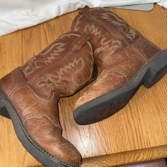 Justin Gypsy Cowgirl Women's Brown/Red Western Cowboy Boots L9908 Size 9B Womens