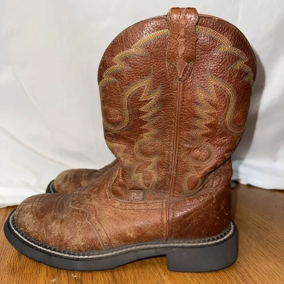 Justin Gypsy Cowgirl Women's Brown/Red Western Cowboy Boots L9908 Size 9B Womens