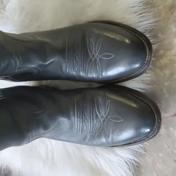 Justin mens gray leather western cowboy boots size 8D