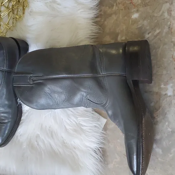 Justin mens gray leather western cowboy boots size 8D
