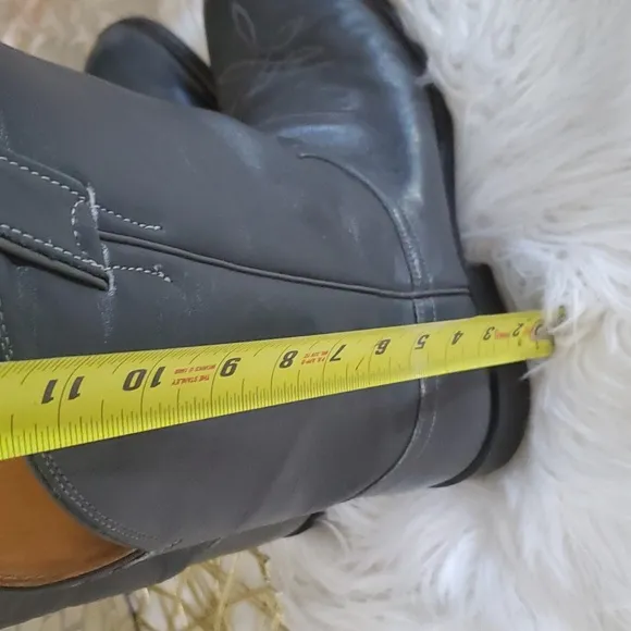 Justin mens gray leather western cowboy boots size 8D