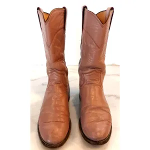 Justin Ropers Womens Sz 5 B Round Toe Pink‎ Leather Western Cowboy Boots L3065