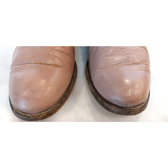 Justin Ropers Womens Sz 5 B Round Toe Pink‎ Leather Western Cowboy Boots L3065