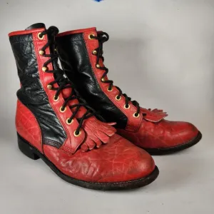 JUSTIN Women’s Boots Size 6 Red Leather Western Cowboy Made USA Distressed Shoes