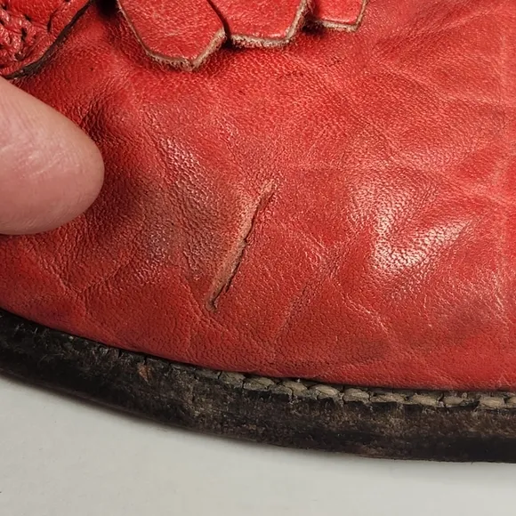 JUSTIN Women’s Boots Size 6 Red Leather Western Cowboy Made USA Distressed Shoes