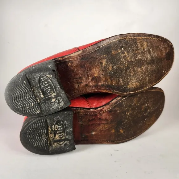 JUSTIN Women’s Boots Size 6 Red Leather Western Cowboy Made USA Distressed Shoes