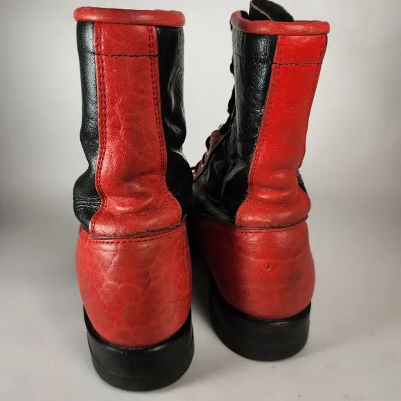 JUSTIN Women’s Boots Size 6 Red Leather Western Cowboy Made USA Distressed Shoes