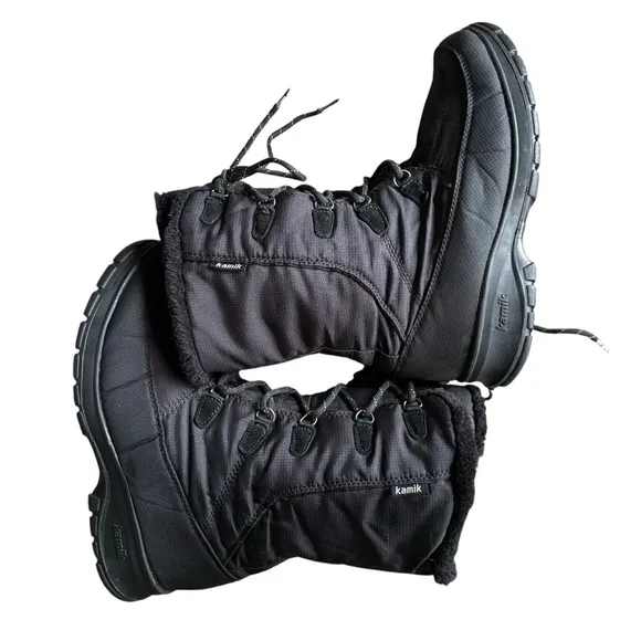 Kamik Brooklyn Snow Boots Shoes Black Lace Up Waterproof Insulated Outdoor 10