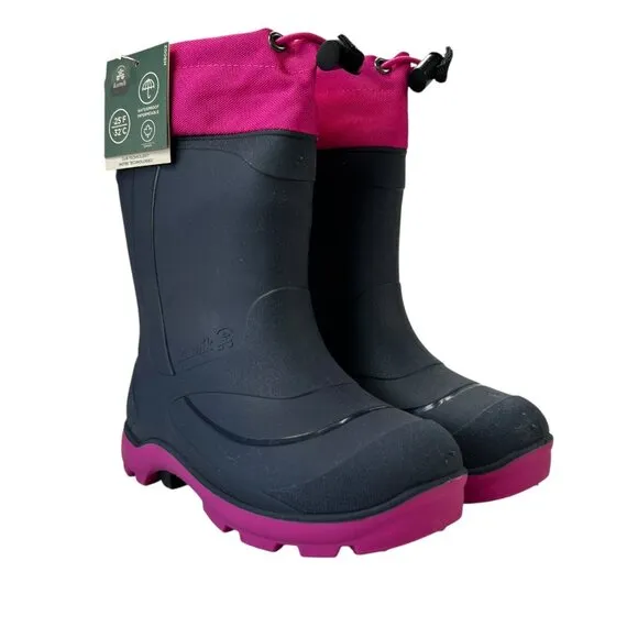 Kamik Snobuster 1 Navy Magenta WP Insulated Rain Boots Youth Girl's Size 12 K