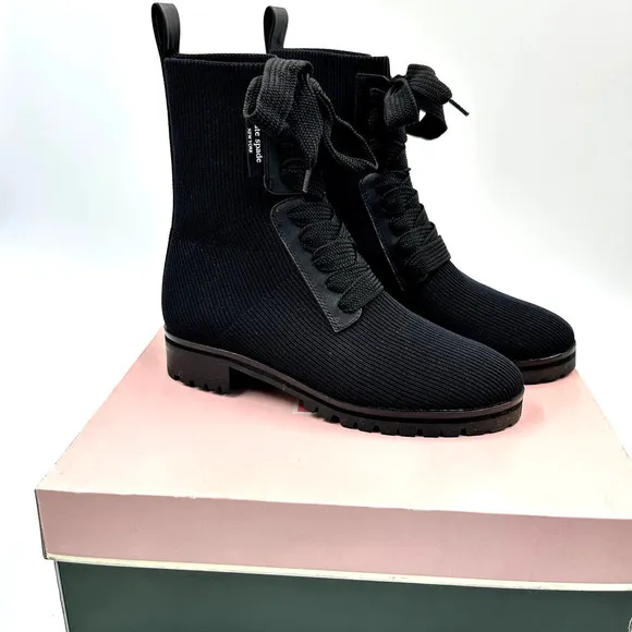 Kate spade new york Merigue Knit Combat Boots Size 5.5