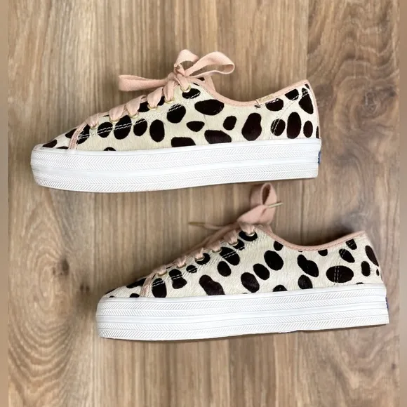 Kate Spade New York X Keds Print Calf Hair Double Decker Oversized Dot Size 8