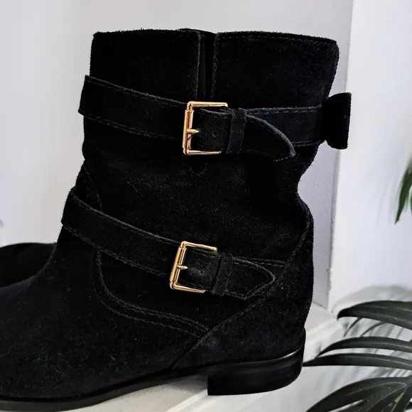 Kate Spade Sabina Boots Black Leather Source Biker Moto Women's Sz 10.5