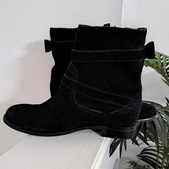 Kate Spade Sabina Boots Black Leather Source Biker Moto Women's Sz 10.5