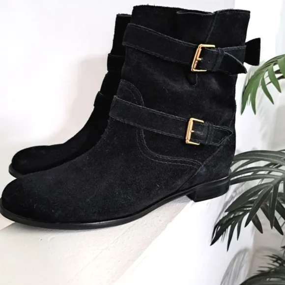 Kate Spade Sabina Boots Black Leather Source Biker Moto Women's Sz 10.5