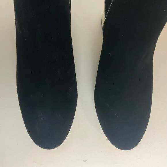 Kate Spade Women's Boots Size US 5.5 Black Suede Studded Block Heel Serendipity