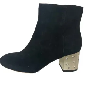 Kate Spade Women's Boots Size US 5.5 Black Suede Studded Block Heel Serendipity
