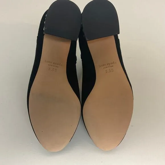 Kate Spade Women's Boots Size US 5.5 Black Suede Studded Block Heel Serendipity