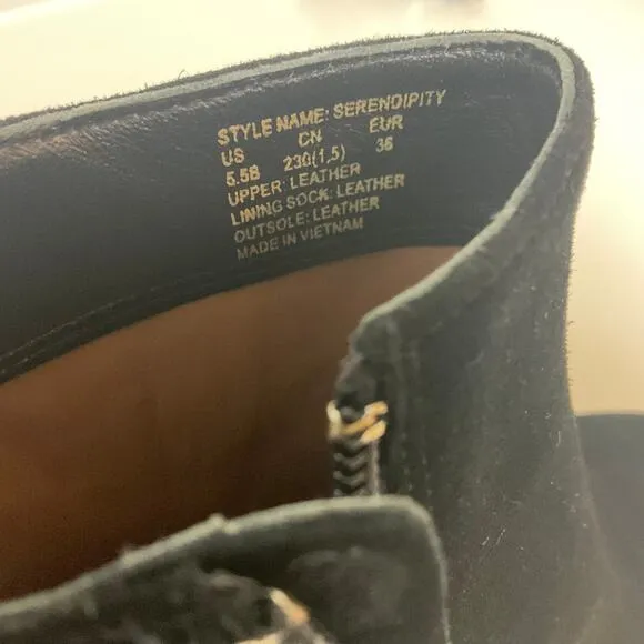 Kate Spade Women's Boots Size US 5.5 Black Suede Studded Block Heel Serendipity