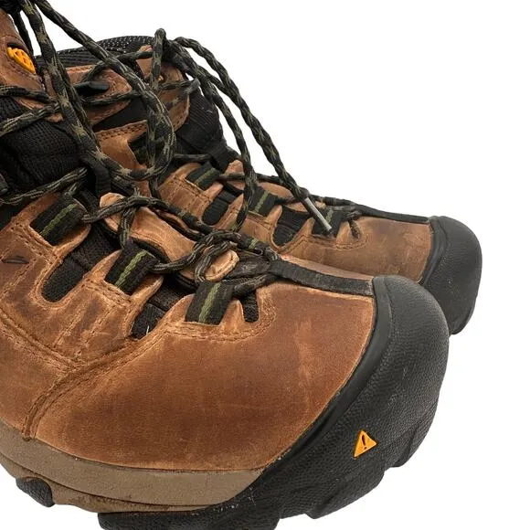 Keen Men's Brown Leather Detroit Steel Toe Lace Up Work Boots Size 9.5D