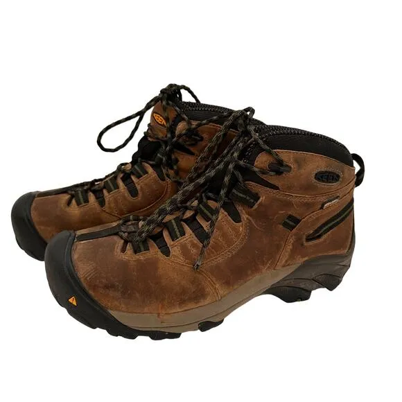 Keen Men's Brown Leather Detroit Steel Toe Lace Up Work Boots Size 9.5D