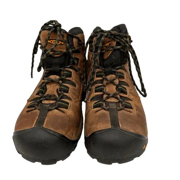 Keen Men's Brown Leather Detroit Steel Toe Lace Up Work Boots Size 9.5D