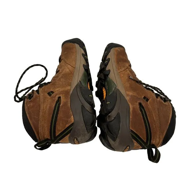 Keen Men's Brown Leather Detroit Steel Toe Lace Up Work Boots Size 9.5D