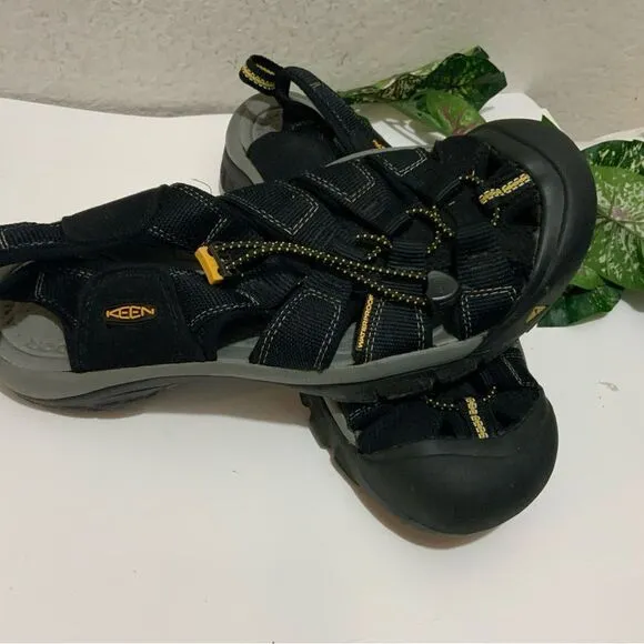 Keen Mens Hiking Sport Sandals Black Gray Adjustable Bungee Cord US 9/42