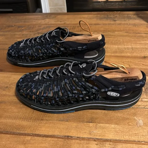 Keen Uneek 1014617 Black Grey Fishermen Hiking Sandals Cord Braided Rope M 11