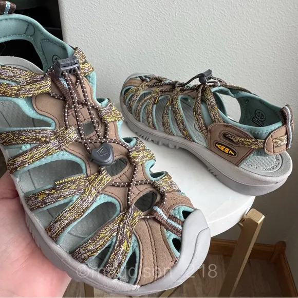 Keen Whisper Cascade Blue Turquoise Tan Brown Hiking Water Sandals New size 10