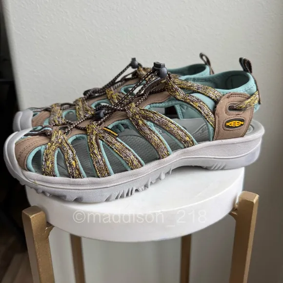 Keen Whisper Cascade Blue Turquoise Tan Brown Hiking Water Sandals New size 10