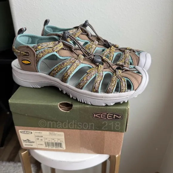 Keen Whisper Cascade Blue Turquoise Tan Brown Hiking Water Sandals New size 10