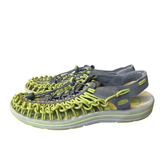 Keen Womans 11 Uneek Open Air Hiking Sneaker Elastic Cord Water Sandals Green